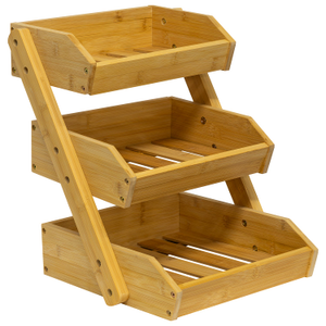 Woodside 3 Tier Bamboo Fruit Basket Bowl Holder