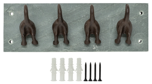 Woodside Cast Iron/Slate Dog Tail Coat Hanging Hooks, Wall Mounted Key Rack