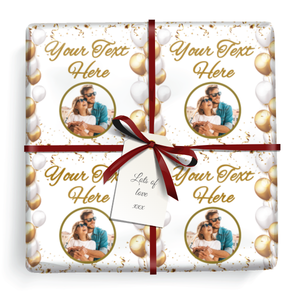 Personalised Gold Balloons Wrapping Paper - Upload Photo &amp; Add Text