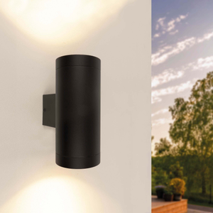 LED Outdoor Wall Light with Dusk to Dawn Sensor - GU10 - Waterproof - Up Down Light - Black - Modern - Round - Dimmable