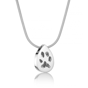 Silver Teardrop Paw Print Necklace