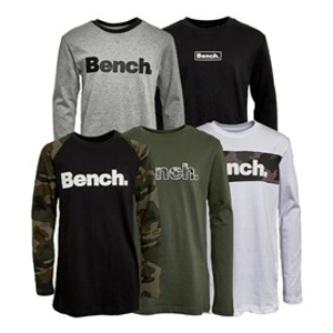 Bench Boys Plansur Five Pack Long Sleeve Tops Black/Khaki/Grey Marl/White/Black
