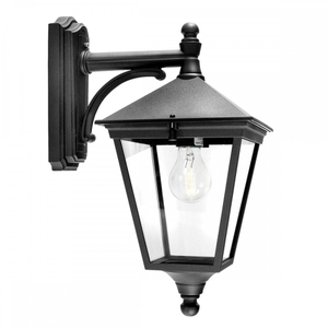 T2-BLACK Turin 1 Light Outdoor Down Wall Lantern Black