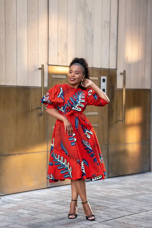 Nefertiti Red Flared Dress