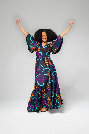 Chimamanda Multicoloured V- Back Maxi Dress