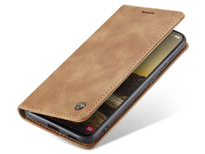 CaseMe Slim Synthetic Leather Wallet Case with Stand for Samsung Galaxy S24 FE - Tan