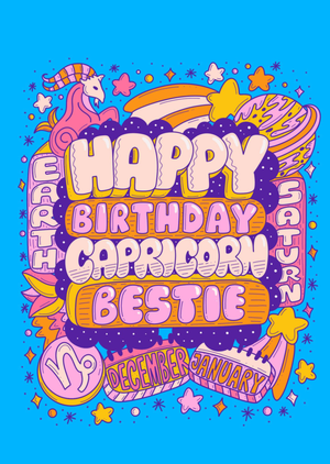 Happy Birthday Capricorn Bestie Card