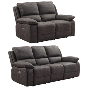 Maple Grey Suede Fabric Electric Recliner 3+2 Seater Sofa