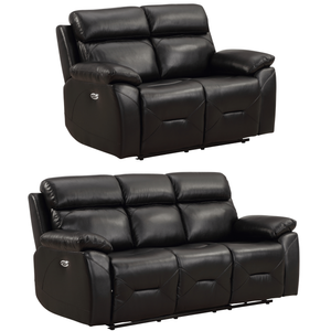 Renato Genuine Leather Black Electric Recliner 3+2 Seater