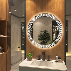 Tokyo 800 x 800mm Chrome Backlit LED Illuminated Frameless Round Mirror with Demister Pad & Touch Sensor