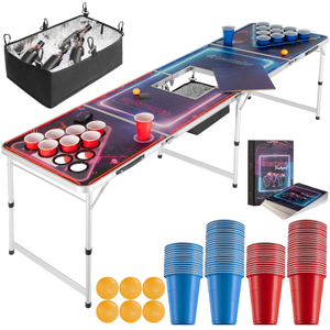 BeerWars II Aluminum Beer Pong Table, Ice Compartment, LED Lighting