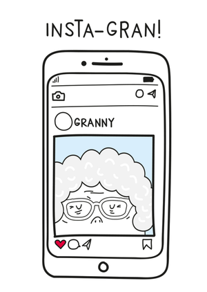 Scribbler Granny InstaGran Humorous Illustrated Birthday Card