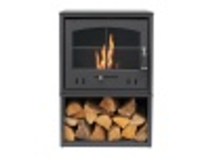 OKO S4 Bio Ethanol Stove with Log Storage in Charcoal Grey