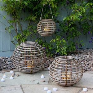 Round Rattan Wicker Lantern