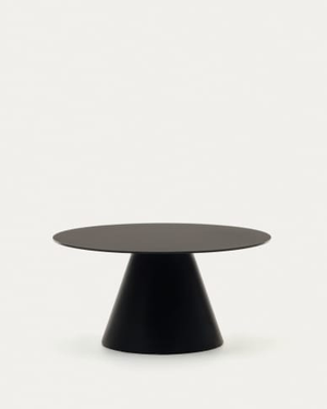 Wilshire tempered glass and metal coffee table with a black finish, Ø 80 cm
