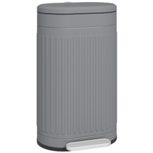 HOMCOM 30L Metal Kitchen Bin, with Soft-Close Lid - Grey