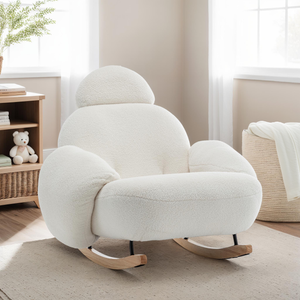 Teddy Boucle Fabric White Juliette Rocking Nursing Chair