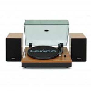 Lenco LS-300 Turntable with Speakers Bundle, Wood