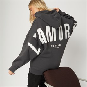 L'amore Couture Womens Ryleigh Hoodie Charcoal