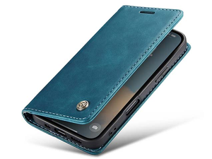CaseMe Slim Synthetic Leather Wallet Case with Stand for iPhone 16 - Teal