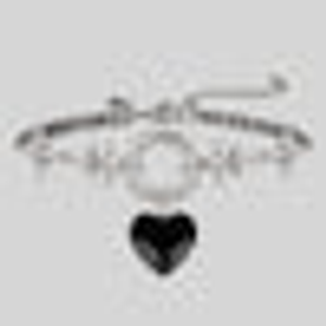 ARMOURED HEART. Black Glass Heart Hinged Choker - Silver