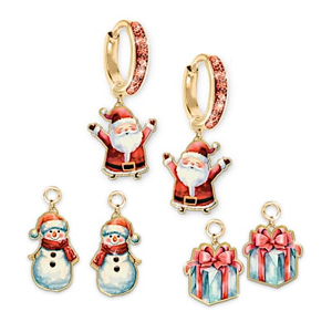 Charm Of The Holidays Interchangeable Charm Hoop Earrings