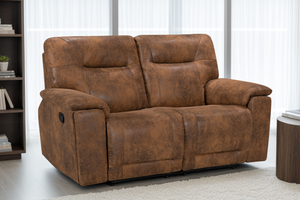 Faux Leather Suede Brown 2 Seater Manual Recliner Sofa MURCIA