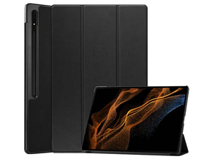 Slim Synthetic Leather Flip Case with Stand for Samsung Galaxy Tab S10 Ultra - Black