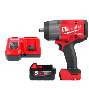 Milwaukee M18FHIW2F12 18V FUEL Cordless Brushless 1/2" High Torque Impact Wrench With 1 x 5.0Ah Battery & Charger