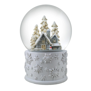 Snowy White Winter Home Scene Musical Snow Globe