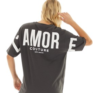 L'amore Couture Womens Ryleigh T-Shirt Charcoal