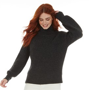 Onfire Womens Roll Neck Sweater Charcoal Marl