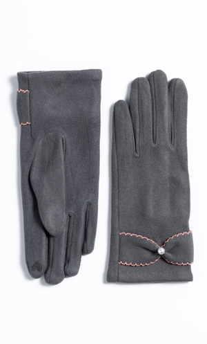 Embellished Touchscreen Gloves - Grey