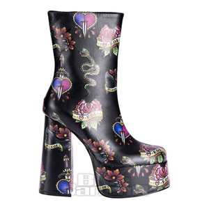 Koi Verdict of Serpent & Dagger Heeled Boot (Black)