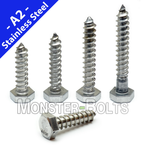 Bulk 3/8" Hex Lag Screws Stainless Steel 18-8 (A2)