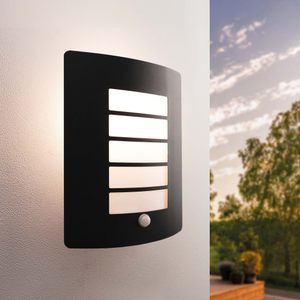 LED Outdoor Wall Light with PIR Sensor - E27 - Waterproof - Black