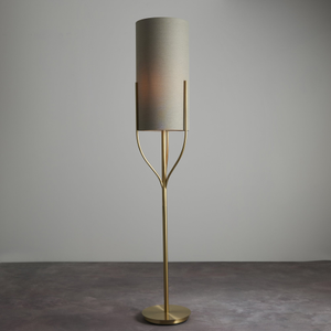 95466 Fraser 1 Light Floor Lamp Brass Linen