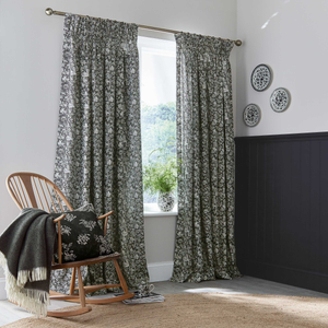 Regal Peacock Lined Curtains, Charcoal/White