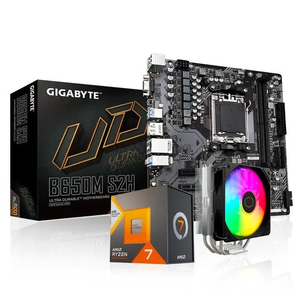 AMD Ryzen 7 7800X3D Eight Core 5.0GHz, Gigabyte B650M S2H Motherboard CPU Cool for the Summer Bundle