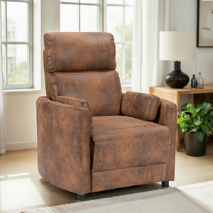 Faux Leather Suede Brown Margot Manual Recliner Chair