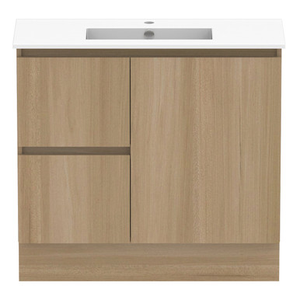 Ascot Floor or Wall Mount Slim Vanity 915mm 2 Drawer LH 1 Door Plantation Ash [299650]