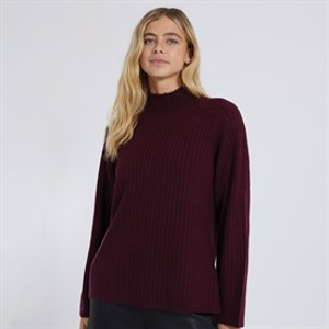 Brave Soul Womens Juliet Ribbed Turtle Neck Jumper Wine