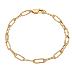 New 9ct Yellow Gold 7.5" Hollow Paperclip Link Ladies Bracelet