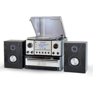 Steepletone Houston 6-in-1 Retro Music Centre - Black/Silver