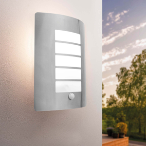 LED Outdoor Wall Light with PIR Sensor - E27 - Waterproof - Stainless Steel