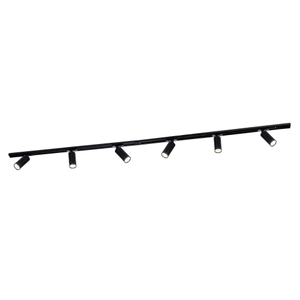 2m LED Track Lighting - 6 Track Spotlights - 3W - 2700K - Warm White - Dimmable - Black - Single Circuit