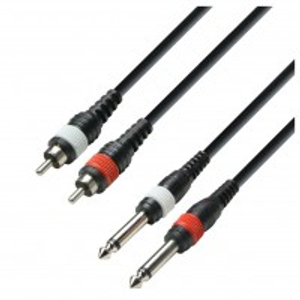 Adam Hall 3 STAR Unbalanced Twin 1/4" Jack to RCA Cable, 3m