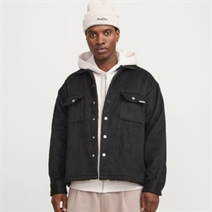 JACK & JONES Mens Reflex Hairy Overshirt Black