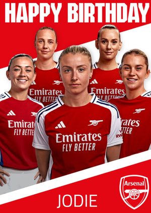 Women's Football Players Arsenal Illustrated Happy Birthday Card