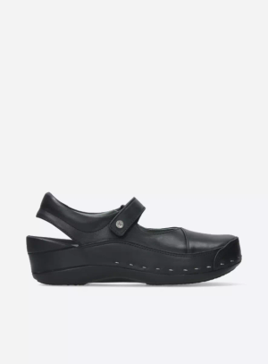 Strap-Cloggy - black leather - Black, 39